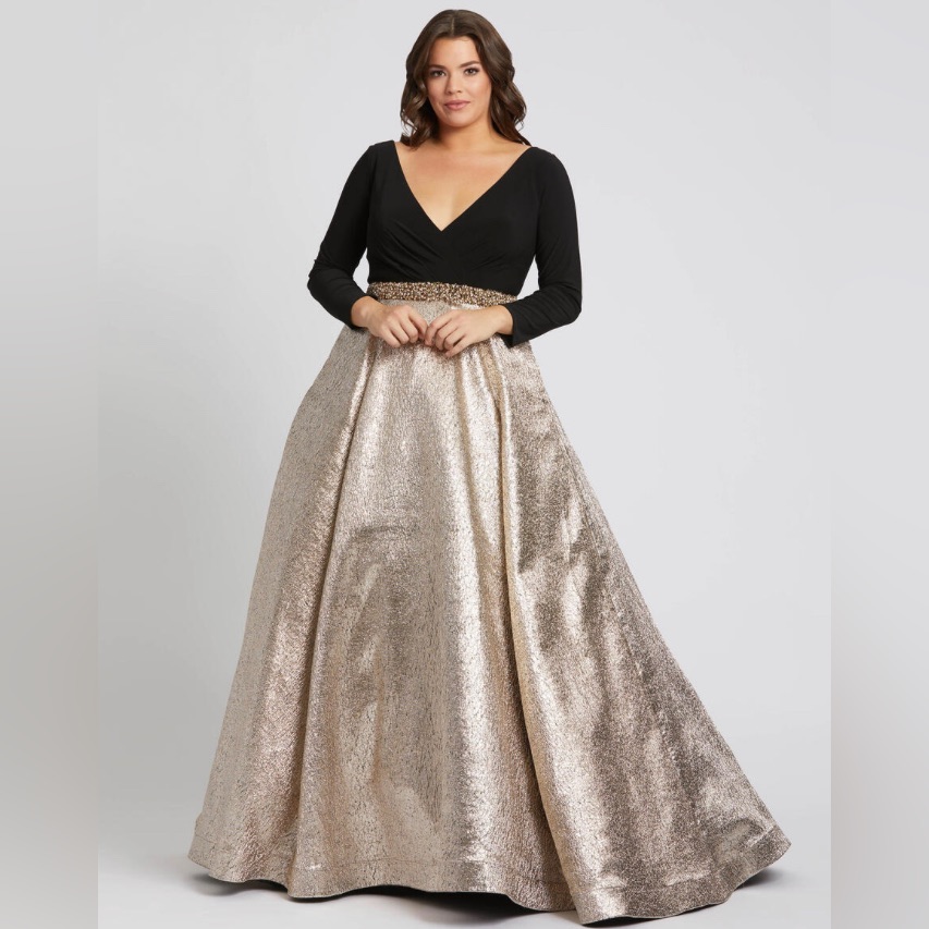 Fabulouss By Mac Duggal Gold Shimmer Evening Gown
